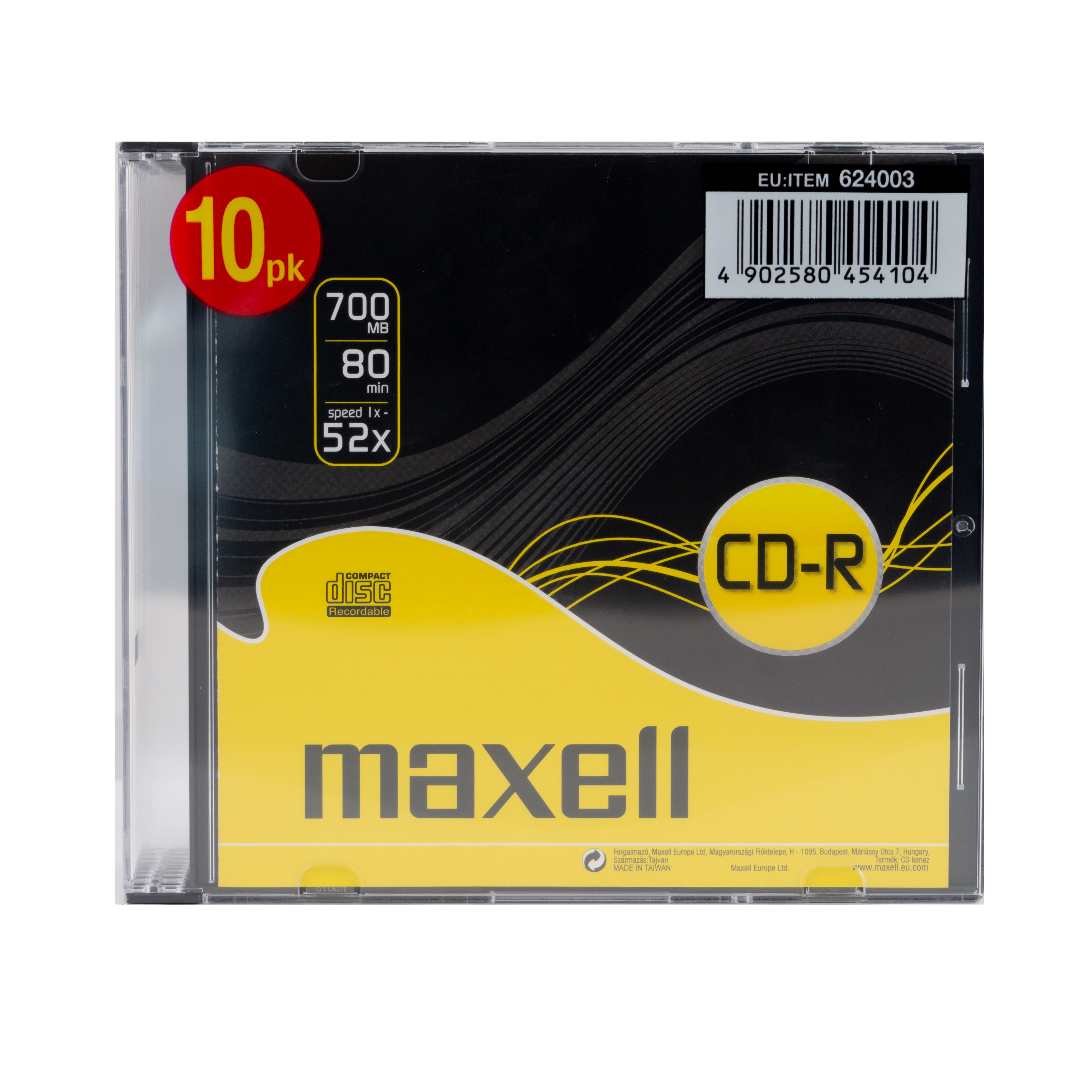 CD-R 80 10 Pack 5mm Jewel Case - Maxell