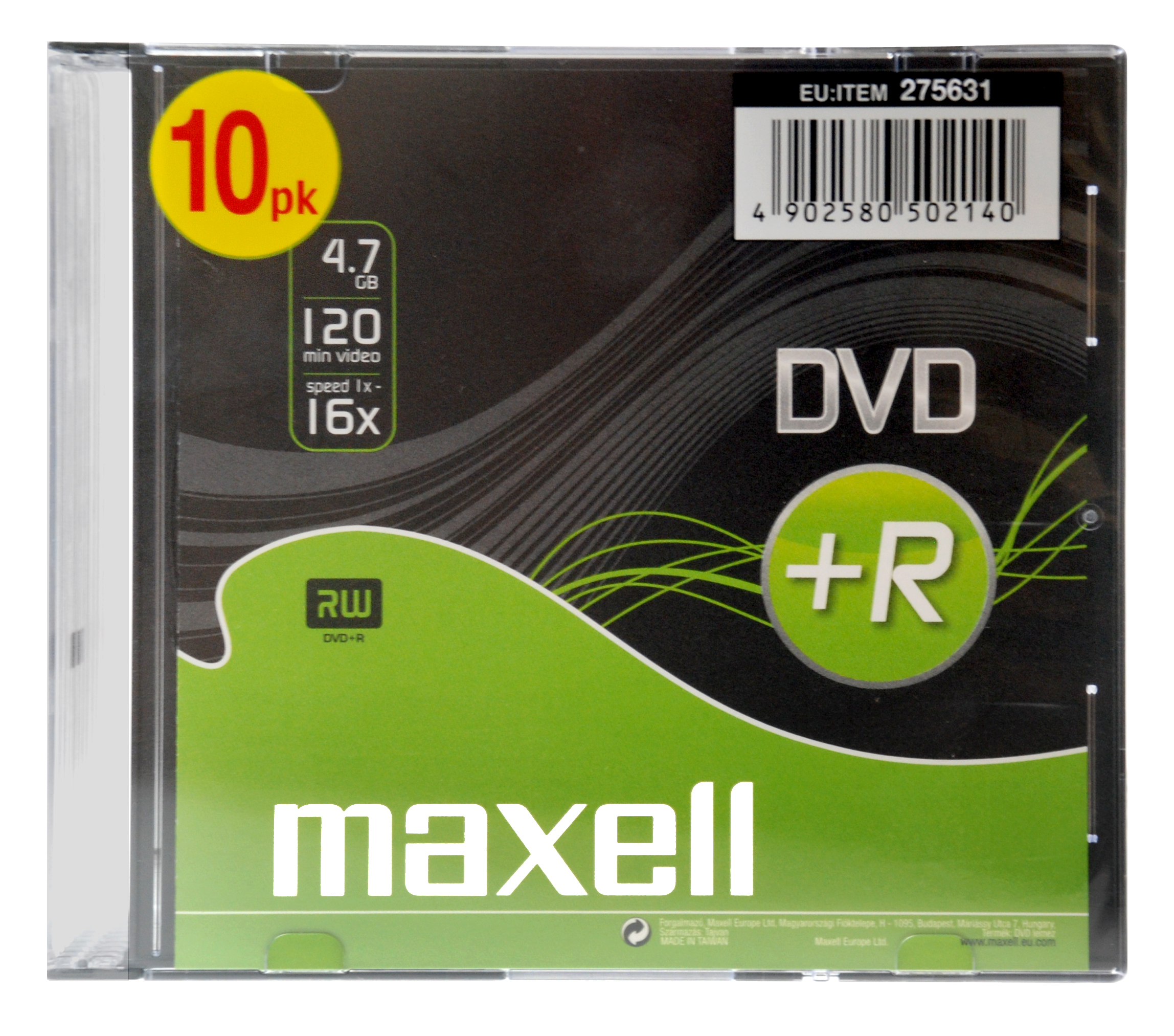 DVD+R 47 10 Pack 5mm Jewel Case - Maxell